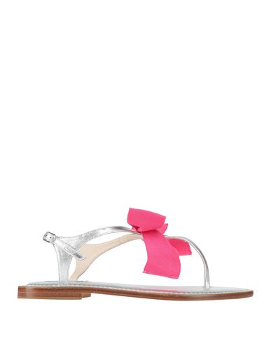 Balletta Woman Thong Sandal Silver Size 8 Leather In Black