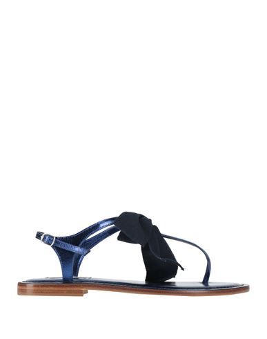 Balletta Woman Thong Sandal Blue Size 8 Leather In Blue