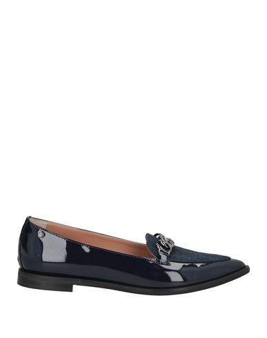 Pollini Woman Loafers Navy Size 6 Leather In Blue