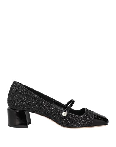 Jimmy Choo Glittered Leather Pearl Square Pumps In Black