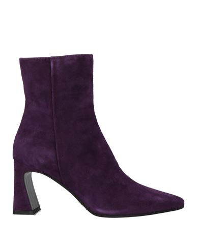 Evaluna Woman Ankle Boots Purple Size 6 Leather In Purple