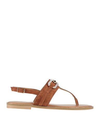 Cafènoir Woman Thong Sandal Tan Size 6 Leather In Brown