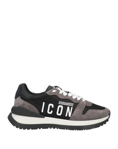 Dsquared2 Man Sneakers Grey Size 9 Nylon, Textile Fibers, Calfskin In Animal Print