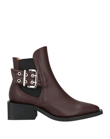 Ganni Woman Ankle Boots Chocolate Brown Size 8 Synthetisches Material, Textile Fibers In Brown