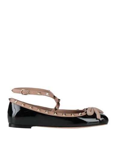 Valentino Garavani Woman Ballet Flats Black Size 7.5 Leather In Black