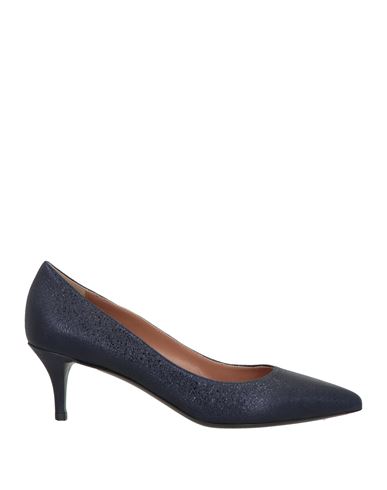Pollini Woman Pumps Midnight Blue Size 10 Leather In Blue
