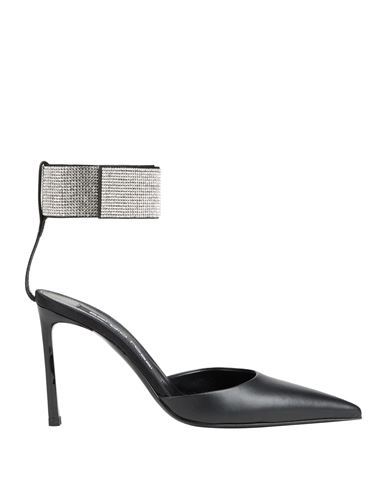 Sergio Rossi Woman Pumps Black Size 8 Leather, Textile Fibers In Black