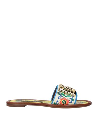 Dolce & Gabbana Woman Sandals Ivory Size 8.5 Textile Fibers In Multi
