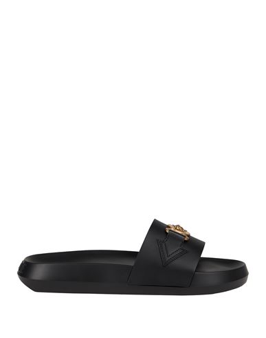 Versace Man Sandals Black Size 9 Leather In Black