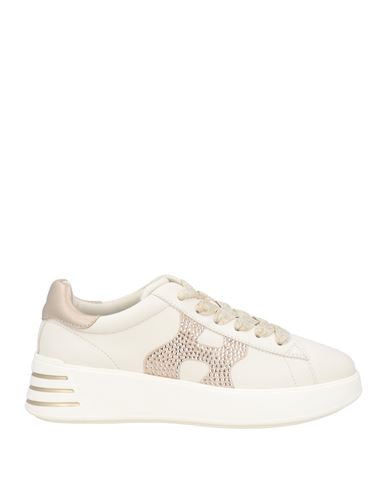 Hogan Woman Sneakers Cream Size 8 Leather In White