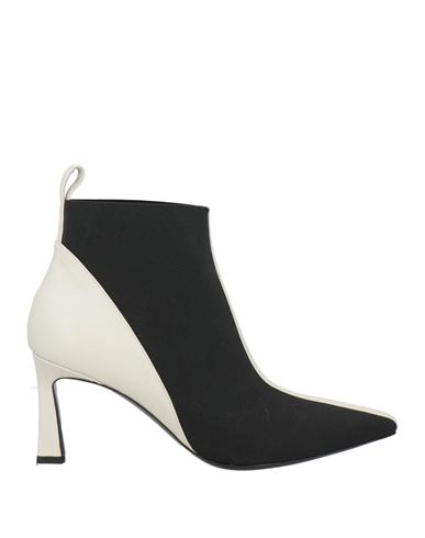 Pollini Woman Ankle Boots Black Size 11 Leather, Textile Fibers In Black