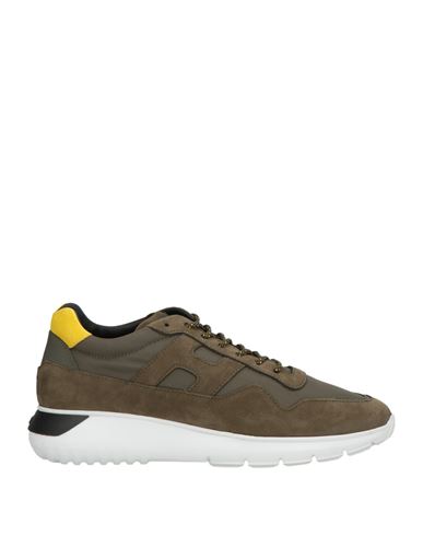 Hogan Man Sneakers Military Green Size 9 Leather, Textile Fibers In Green