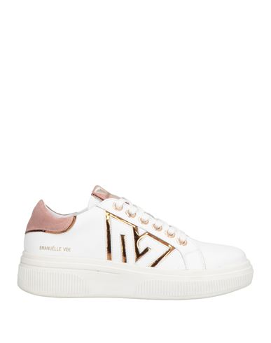 Emanuélle Vee Woman Sneakers White Size 8 Leather, Synthetisches Material In White