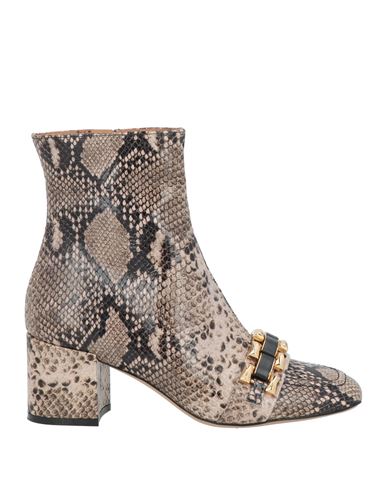 Roberto Festa Woman Ankle Boots Beige Size 7 Leather In Animal Print