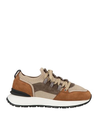 Doucal's Woman Sneakers Beige Size 7 Leather, Textile Fibers In Multi