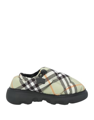 Burberry Printed Fabric Pillow Check Slip Ons In Green