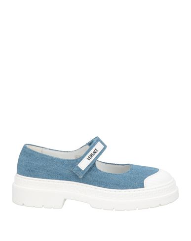 Versace Young Toddler Girl Ballet Flats Blue Size 10c Textile Fibers In Blue