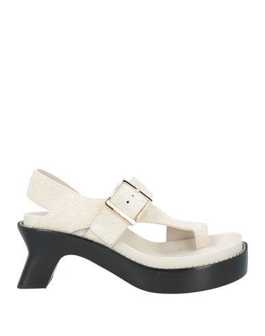 Loewe Woman Thong Sandal Ivory Size 8 Leather In White