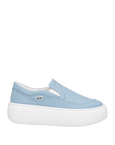 Msgm Woman Sneakers Sky Blue Size 7 Leather In Blue
