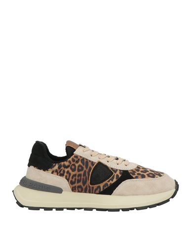 Philippe Model Woman Sneakers Sand Size 8 Leather, Textile Fibers In Brown