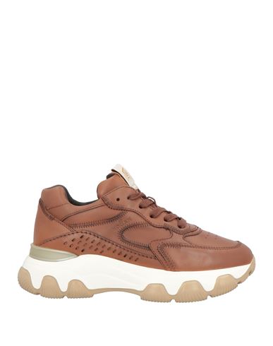Hogan Woman Sneakers Brown Size 6 Leather In Brown