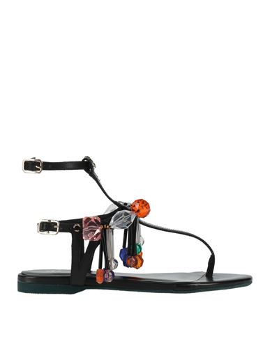 Patrizia Pepe Woman Thong Sandal Black Size 8 Leather In Black