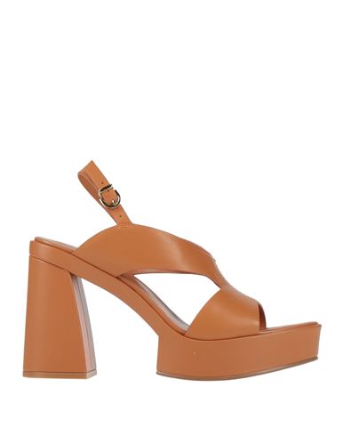 Jeannot Woman Sandals Brown Size 8 Leather In Brown