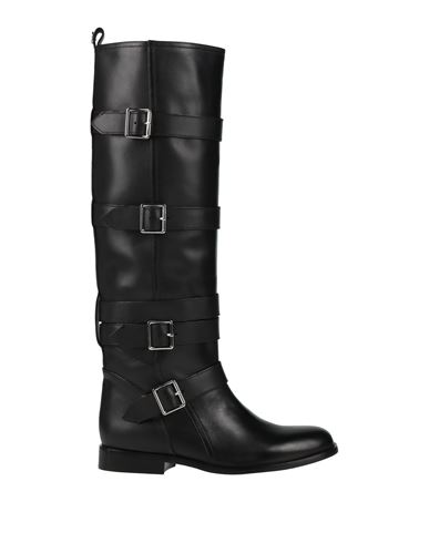 Twinset Woman Boot Black Size 8 Cow Leather In Black