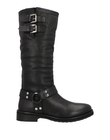 Twinset Woman Boot Black Size 5 Cow Leather In Black