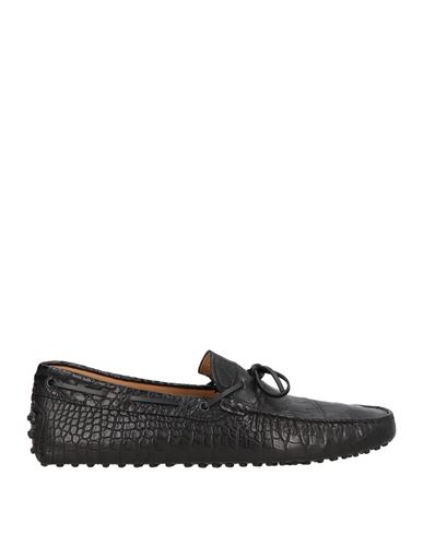 Tod's Man Loafers Black Size 6 Leather In Animal Print