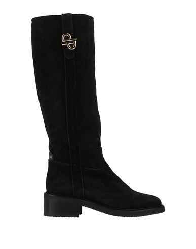 Pollini Woman Boot Black Size 7.5 Leather In Black