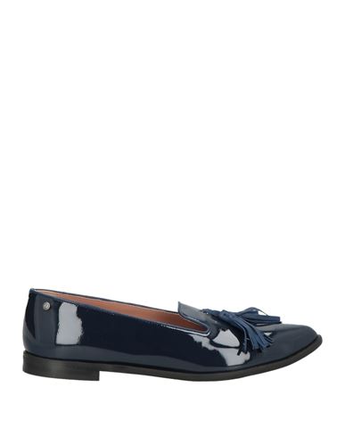 Pollini Woman Loafers Navy Size 6.5 Leather In Blue