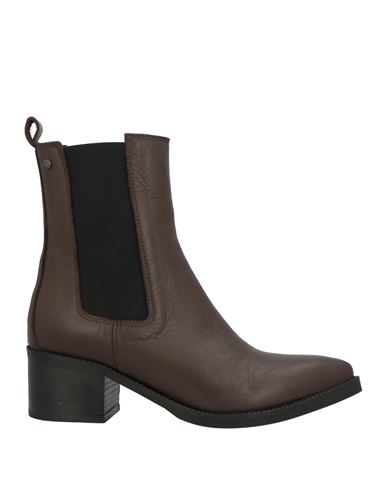 Pollini Woman Ankle Boots Chocolate Brown Size 8 Calfskin In Brown