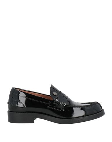 Pollini Woman Loafers Black Size 8 Leather In Black