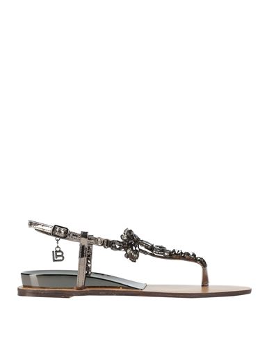 Laura Biagiotti Woman Thong Sandal Bronze Size 7 Textile Fibers In Black