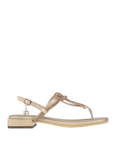 Laura Biagiotti Woman Thong Sandal Beige Size 8 Textile Fibers In Animal Print