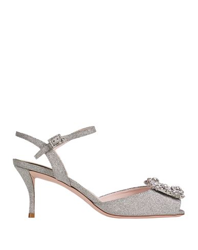 Roger Vivier Woman Sandals Silver Size 7.5 Textile Fibers In Gray
