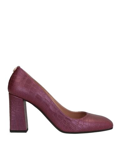 Pollini Woman Pumps Burgundy Size 8 Leather In Red