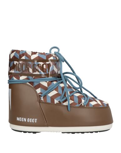 Moon Boot Man Ankle Boots Grey Size 9-10.5 Textile Fibers, Synthetisches Material In Brown