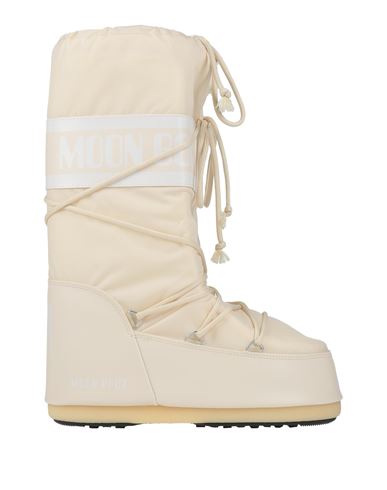 Moon Boot Man Boot Cream Size 9-10.5 Textile Fibers, Synthetisches Material In White