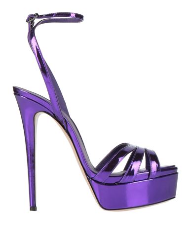 Le Silla Woman Sandals Purple Size 12 Leather In Purple