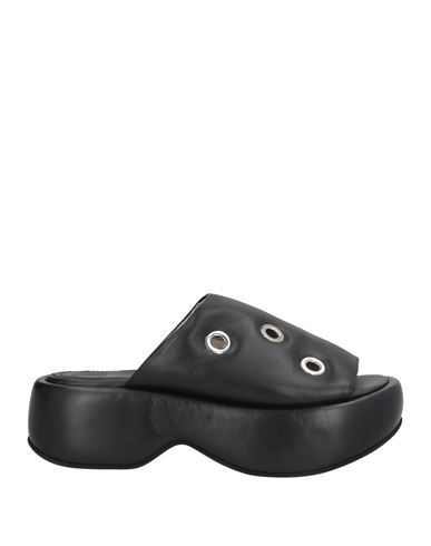 Ixos Woman Sandals Black Size 7 Leather In Animal Print