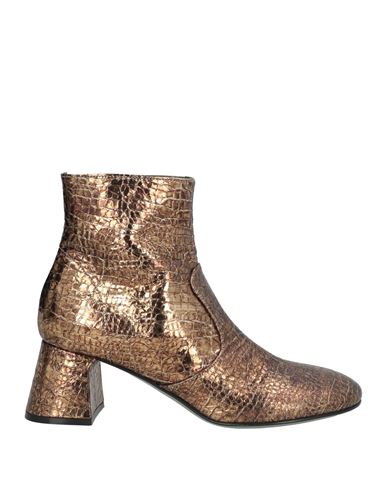 Paola D'arcano Woman Ankle Boots Bronze Size 7 Leather In Metallic