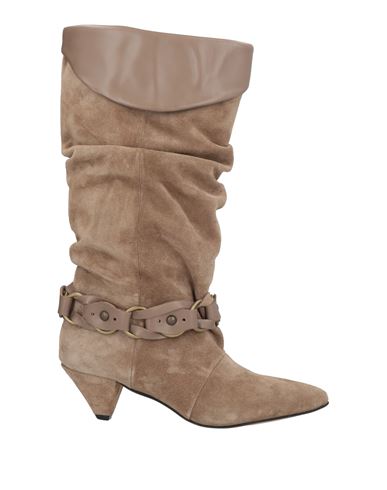 Divine Follie Woman Boot Light Brown Size 8 Leather In Animal Print