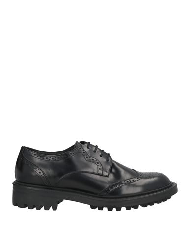 Pollini Woman Lace-up Shoes Black Size 7 Leather In Black