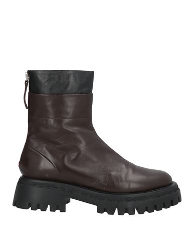 Halmanera Woman Ankle Boots Dark Brown Size 8 Leather In Brown