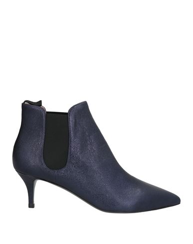 Pollini Woman Ankle Boots Navy Size 6 Leather In Blue