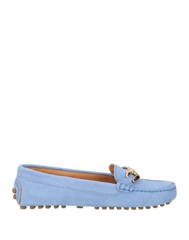 Alohas Woman Loafers Light Blue Size 7.5 Leather In Blue