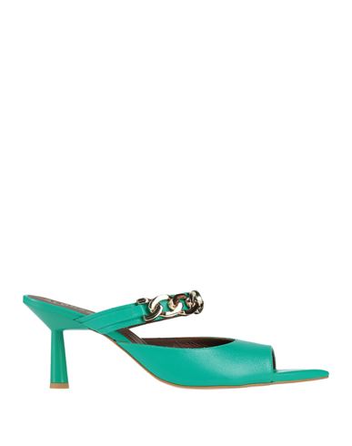 Alohas Woman Sandals Green Size 7.5 Leather In Blue