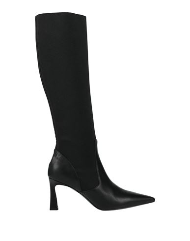 Pollini Woman Boot Black Size 5 Calfskin, Textile Fibers In Black